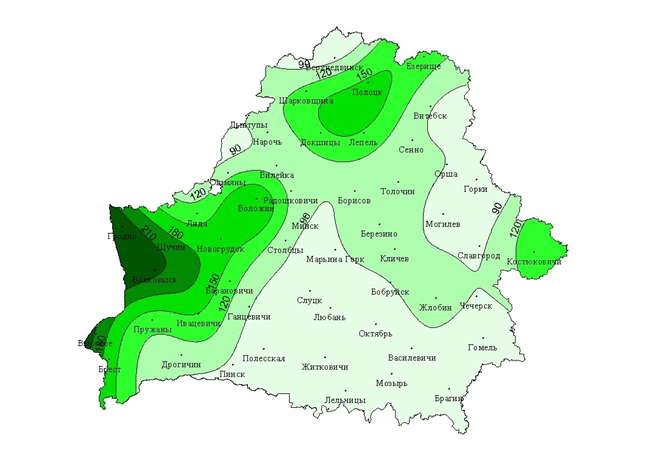 Карта осадков гродненская область
